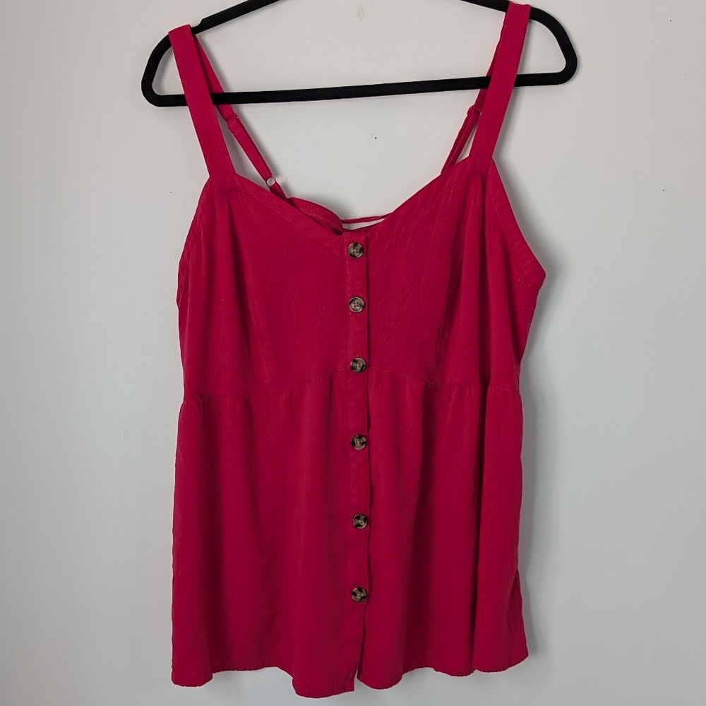 Torrid Hot Pink Button-Front, Corset-back Tank Top